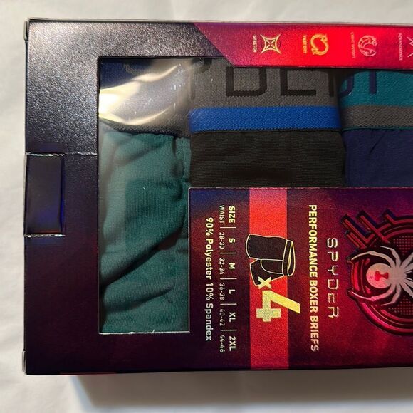 Spyder M Performance Boxer Briefs Polyester Spandex Lightweight Pack of 4 - Picture 7 of 11